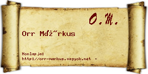 Orr Márkus névjegykártya